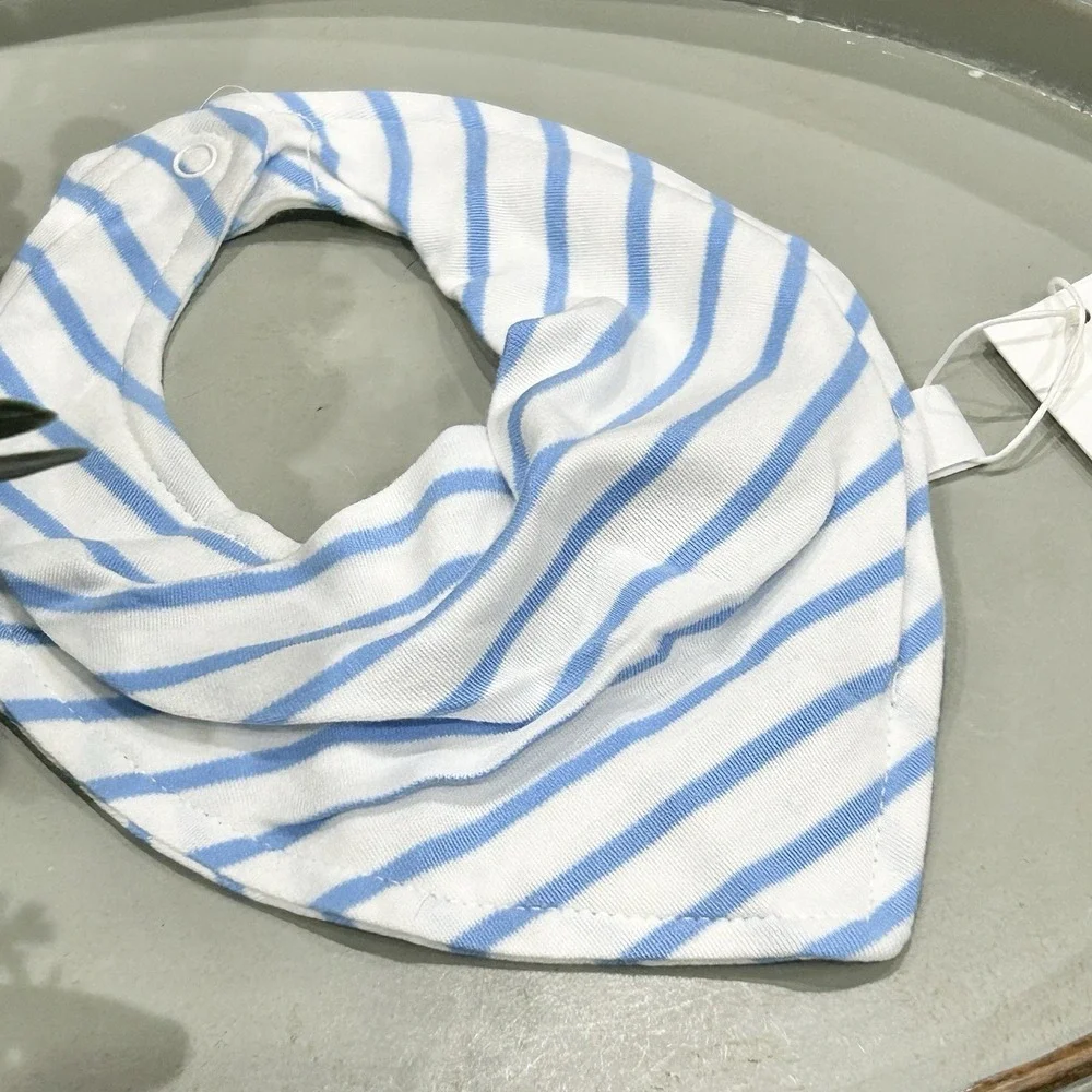 Janie‎ and Jack Blue/White Striped Bandana Bib Size OS/NB Boy's NEW